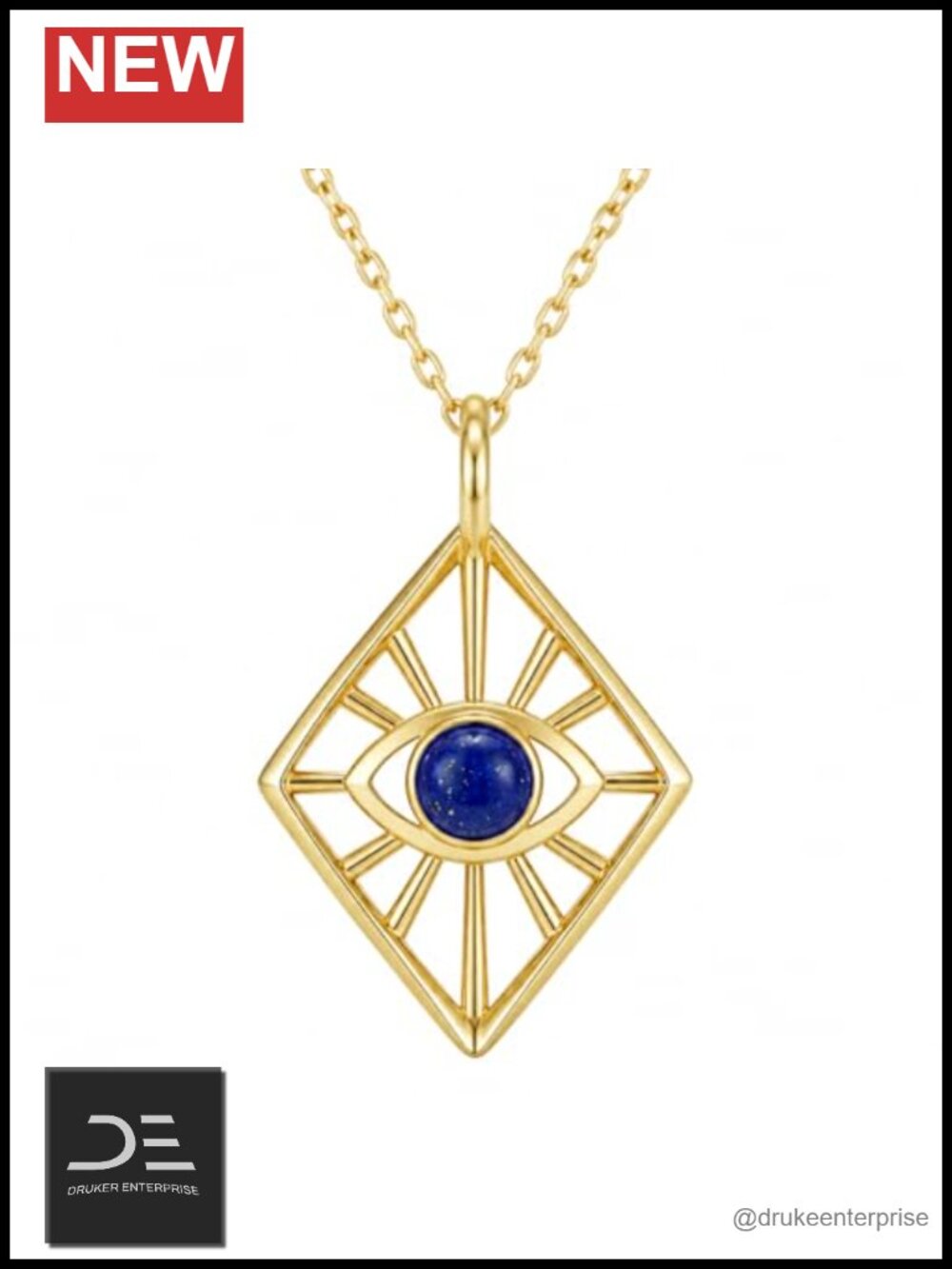 Evil Eye Necklace for Women Lapis Lazuli 14K Gold Plated S925 Sterling Silver